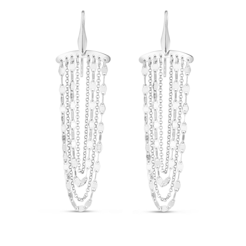 Sterling Silver Multi Strand Chain Drop Chandelier Earrings