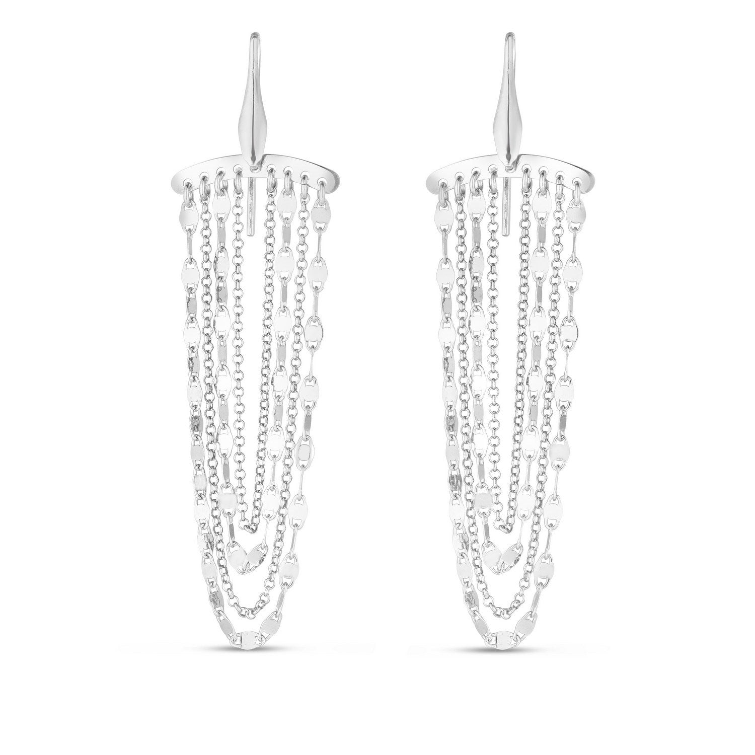 Sterling Silver Multi Strand Chain Drop Chandelier Earrings