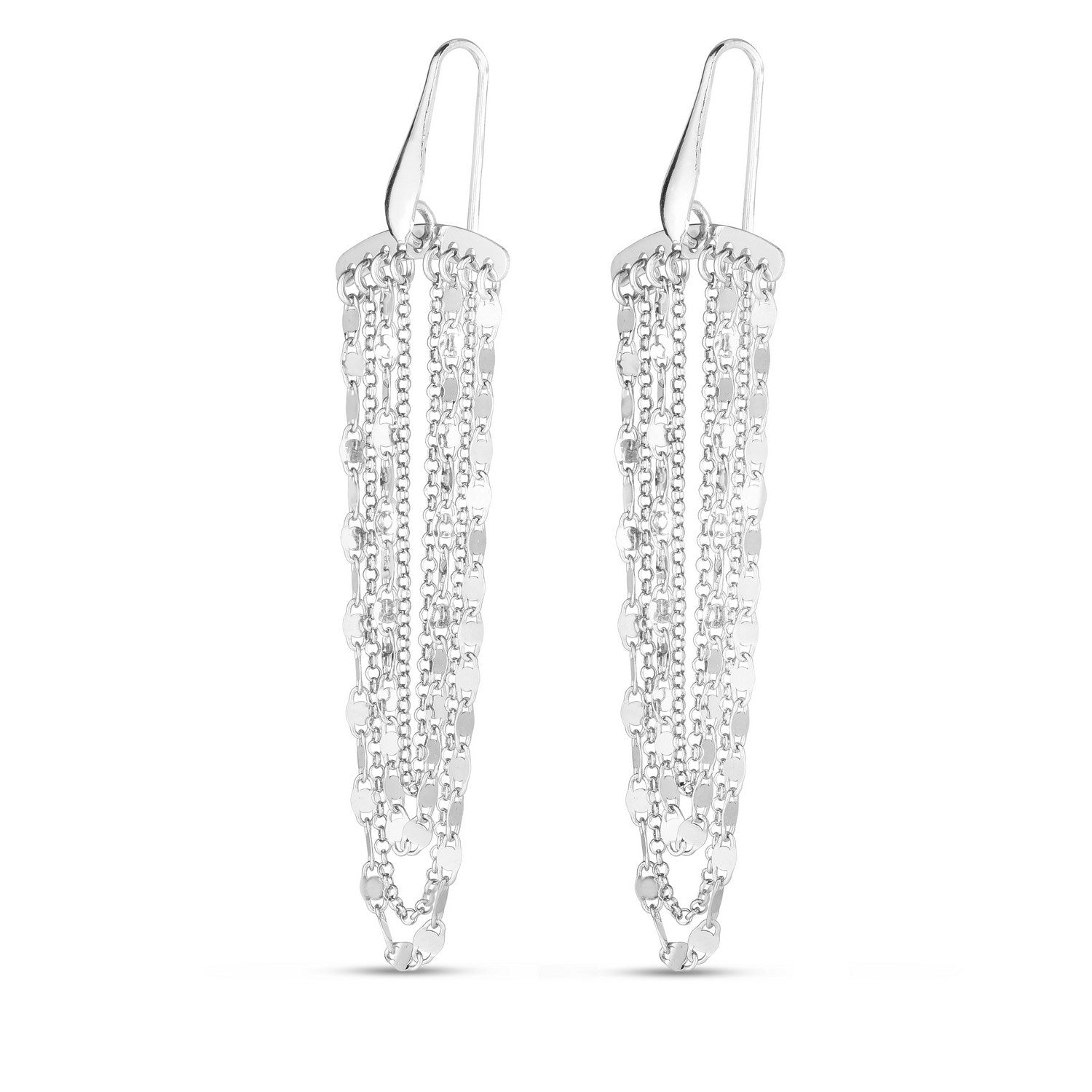 Sterling Silver Multi Strand Chain Drop Chandelier Earrings