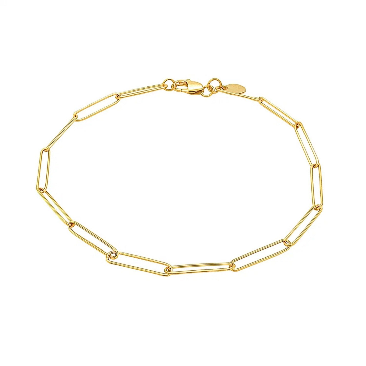 14k Yellow Gold Wire Paperclip Bracelet  (2.70 mm)