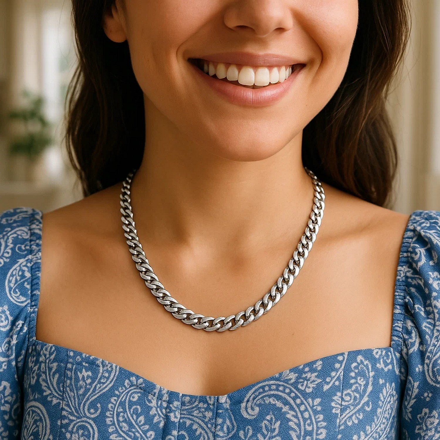 Sterling Silver Rhodium Plated Miami Cuban Chain (7.00 mm)