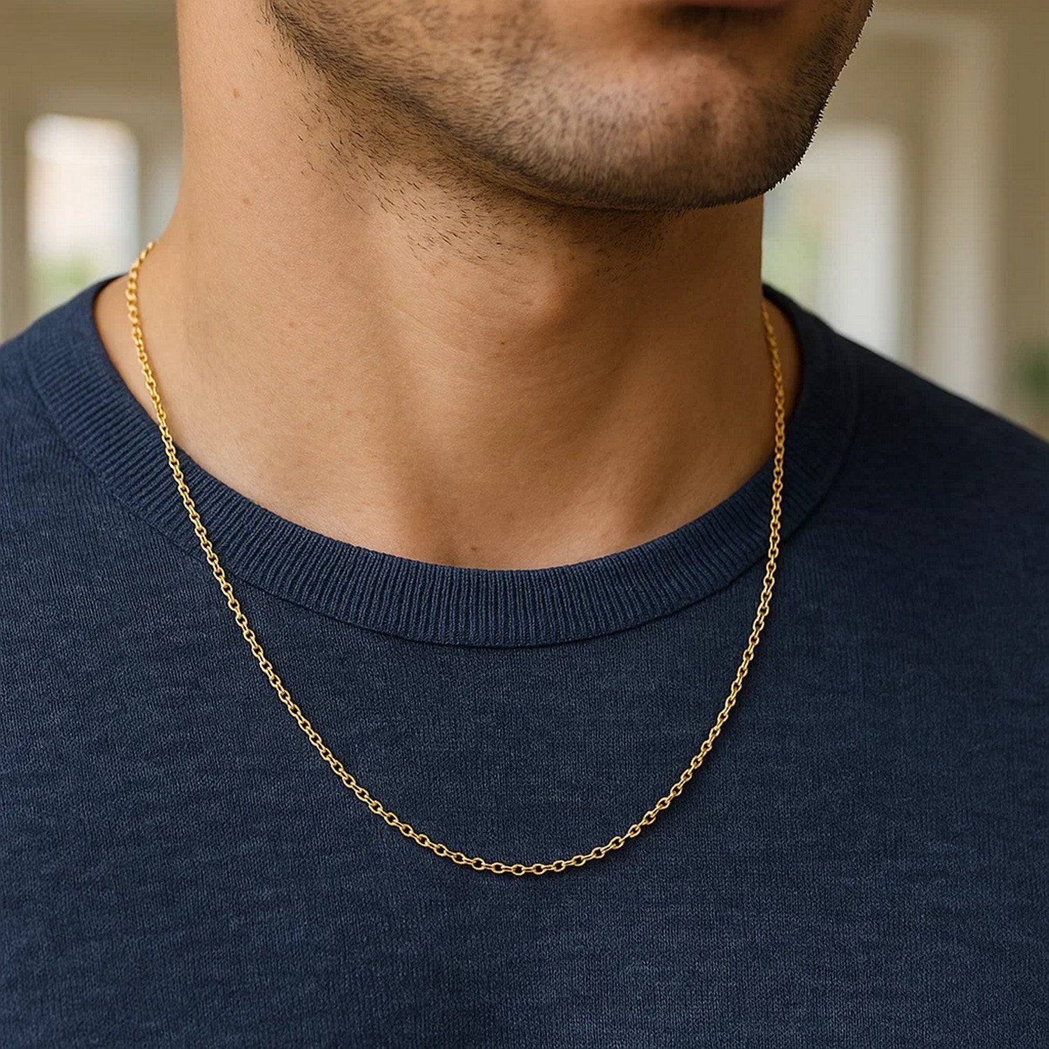 14k Yellow Gold Round Cable Link Chain (1.30 mm)