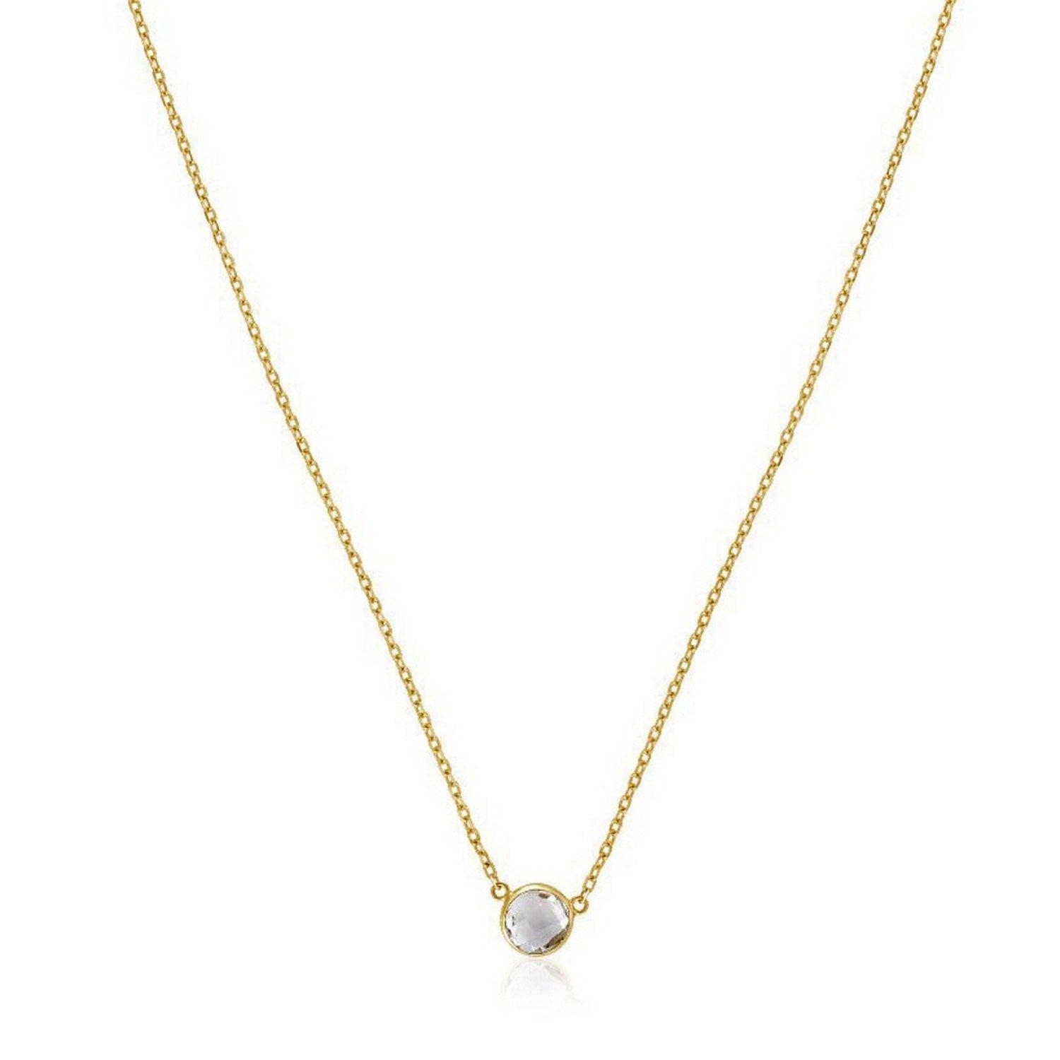 14k Yellow Gold 17 inch Necklace with Round White Topaz