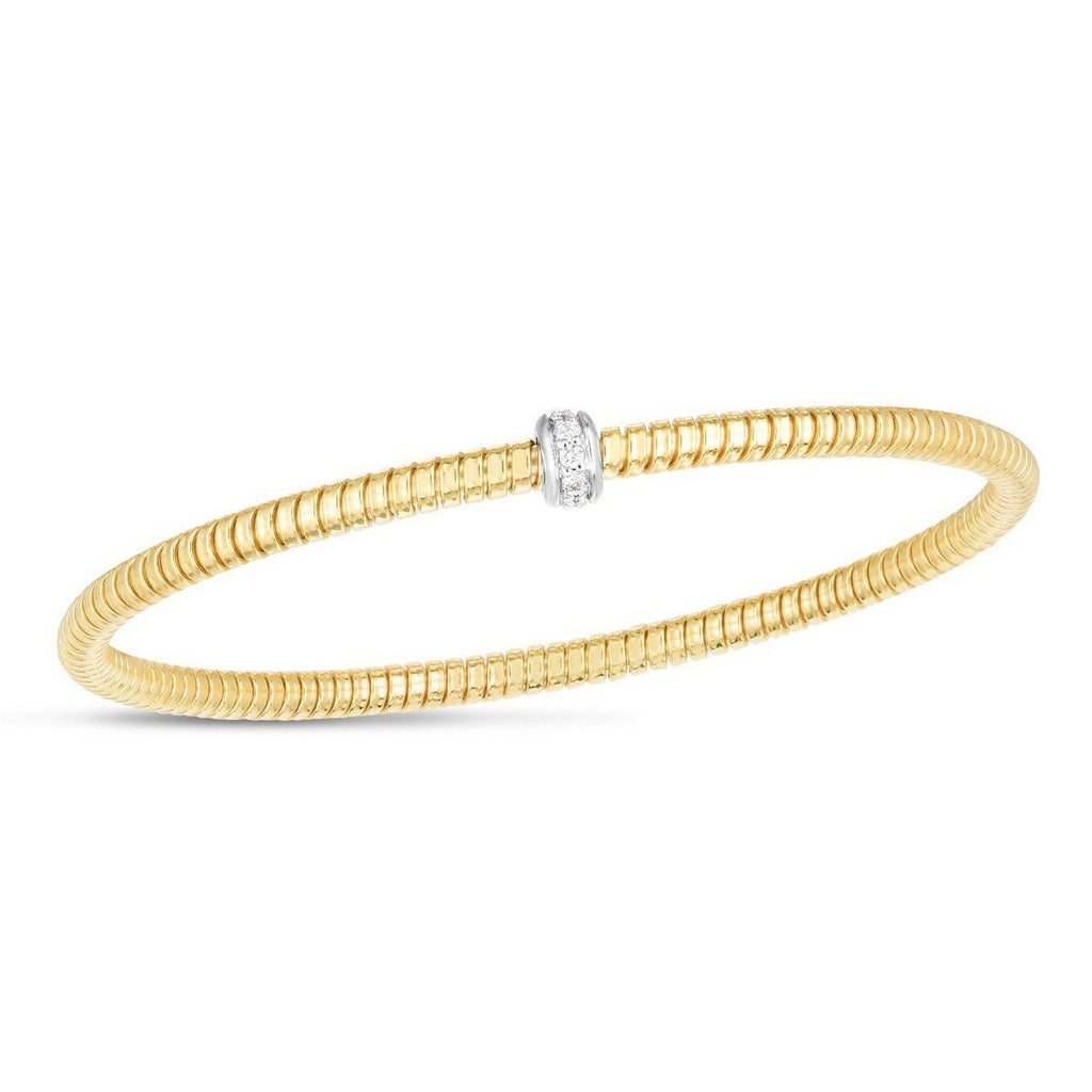 14k Yellow Gold Stretch Bangle with Diamonds (3.00 mm)