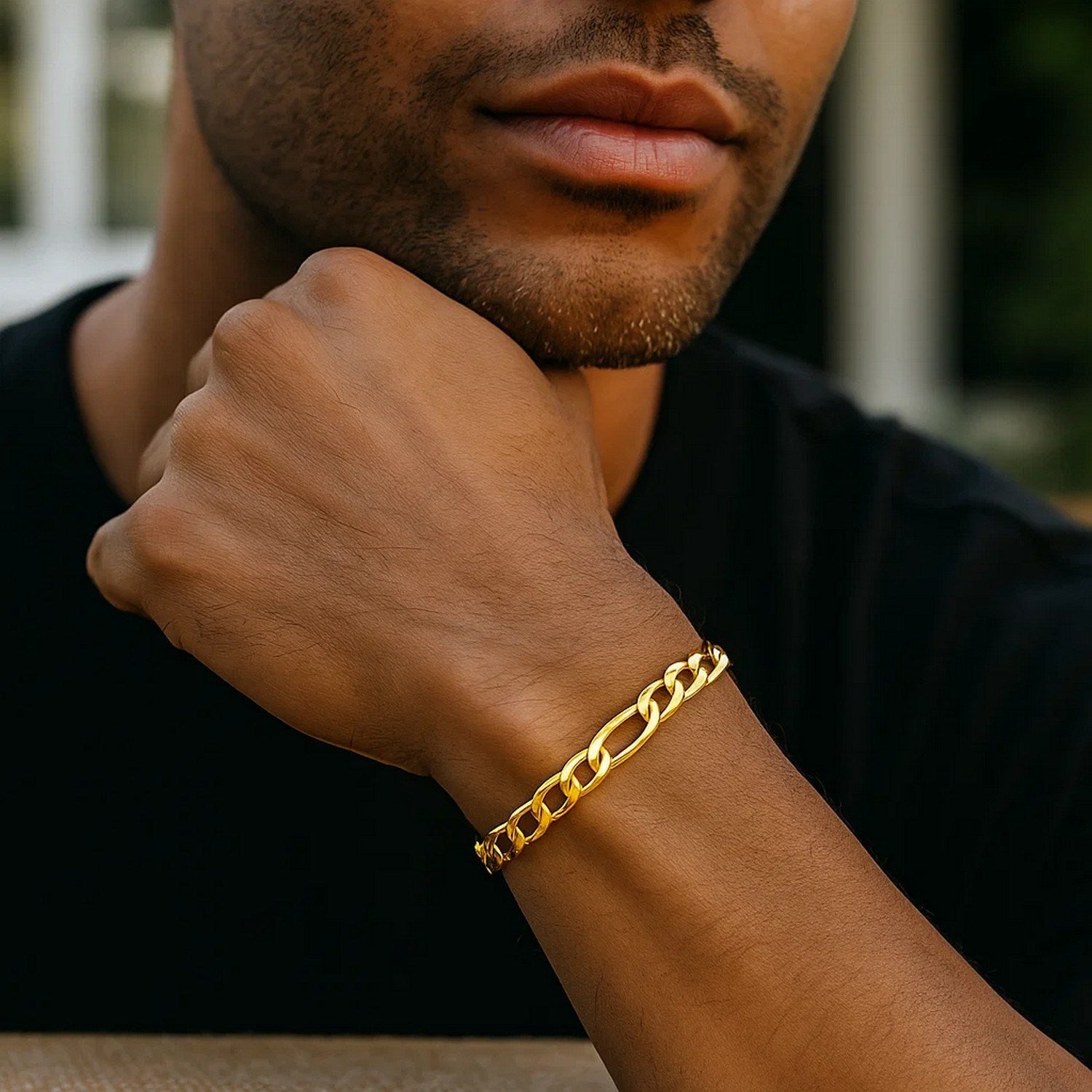 10k Yellow Gold Solid Figaro Bracelet (7.90 mm)