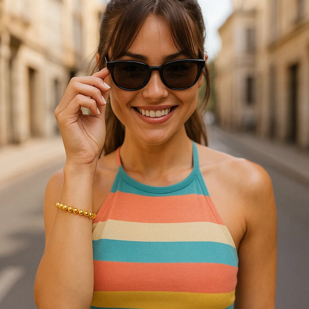 Polished 8mm Bead Bracelet in 14K Yellow Gold (8.00 mm)