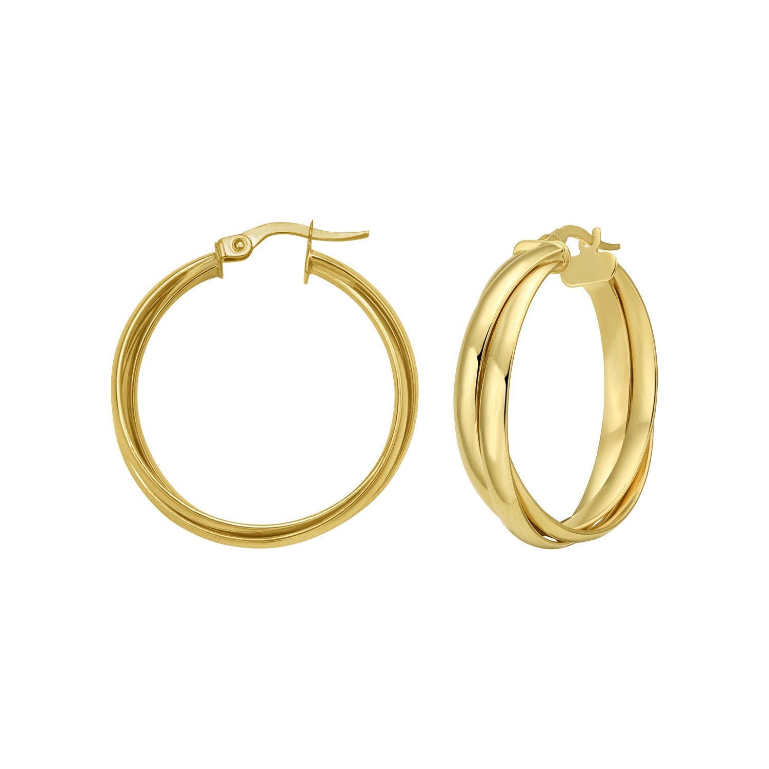 14K Yellow Gold Interlocking Large Trinity Hoop Earrings