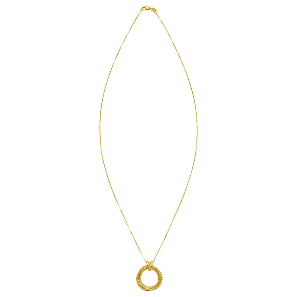 14K Yellow Gold Interlocking Diamond Cut Trinity Necklace