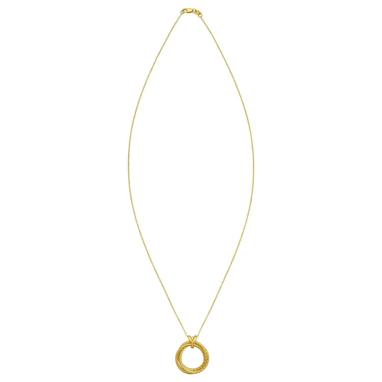 14K Yellow Gold Interlocking Diamond Cut Trinity Necklace