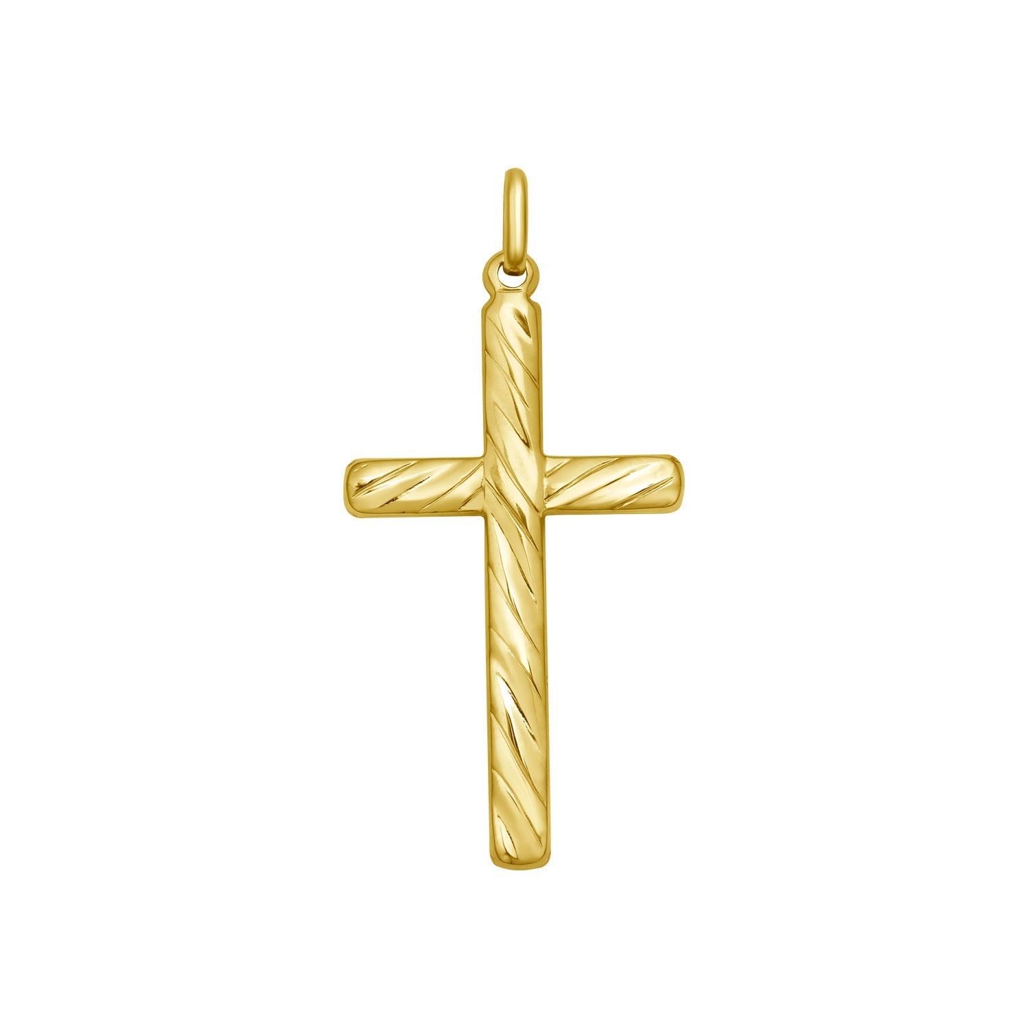 14K Yellow Gold Swirl Cross Pendant