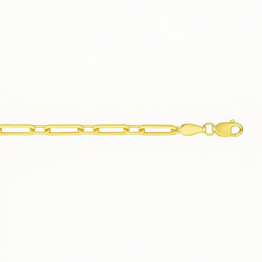 14k Yellow Gold Alternating Paperclip Anklet (2.8mm)