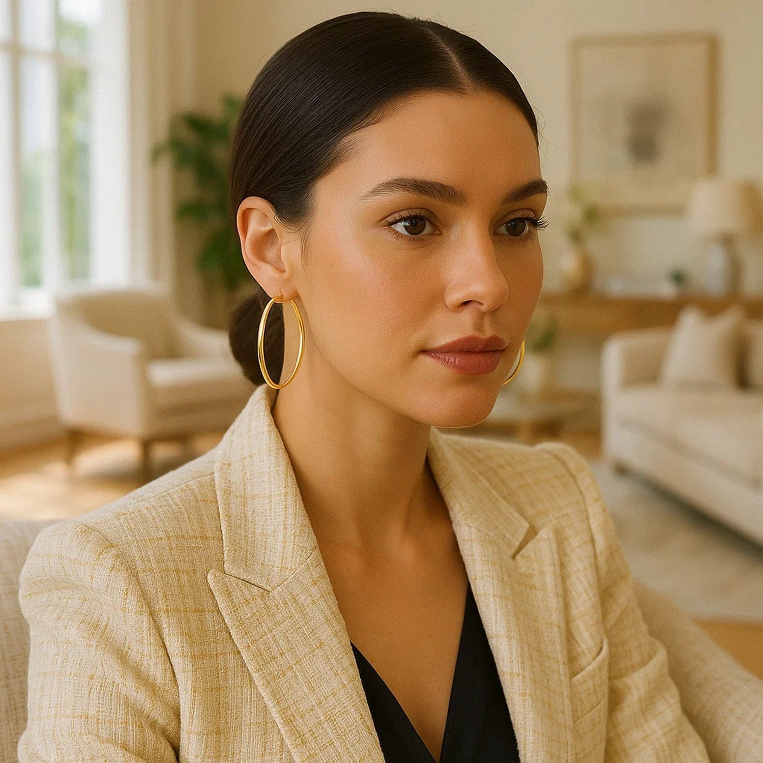 14k Yellow Gold Polished Large Round Hoop Earrings(2x60mm)