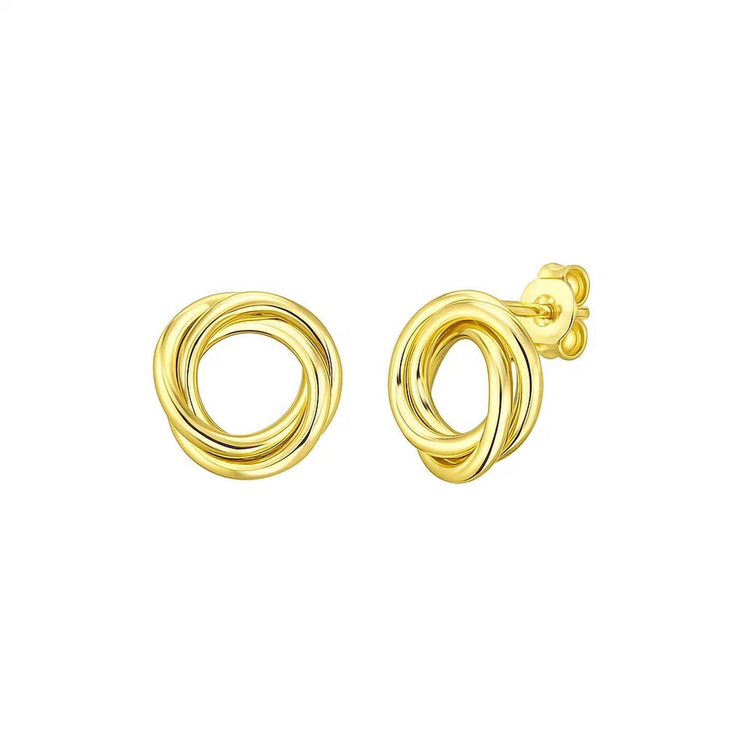 14K Yellow Gold Interlocking Trinity Stud Earrings (11.30 mm)