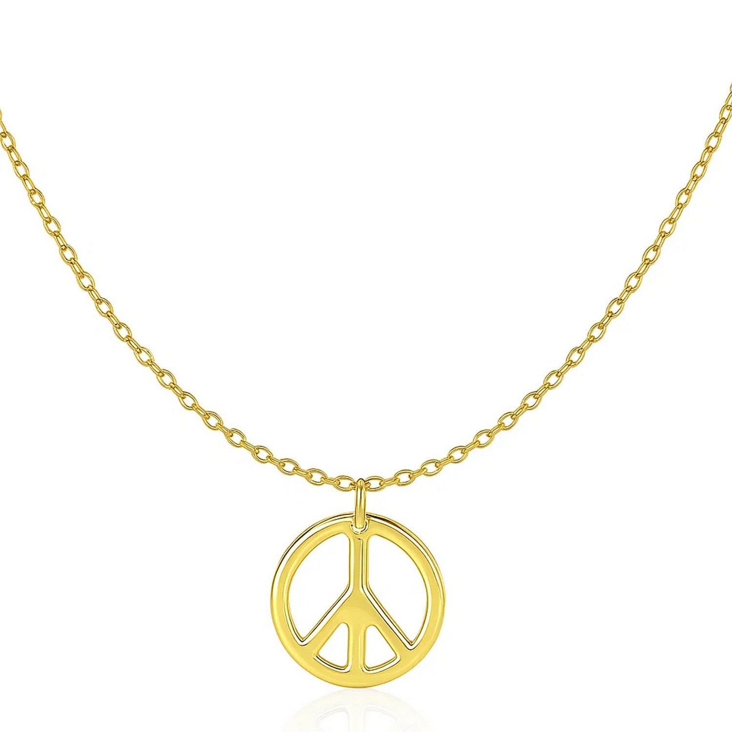 14k Yellow Gold with Peace Symbol Pendant