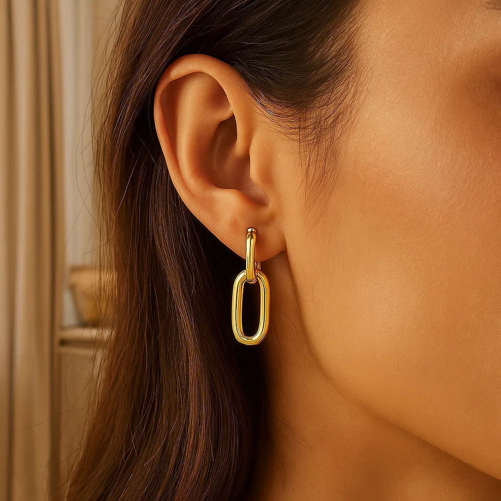 Link Drop Earrings in 14K Yellow Gold
