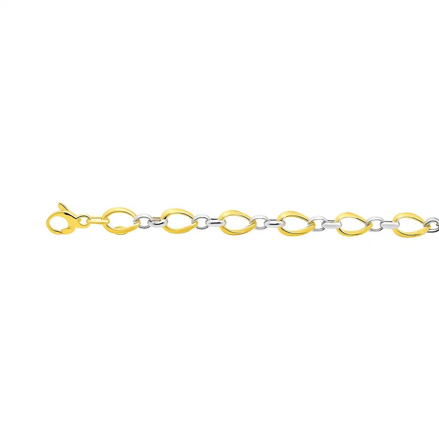 Twisted Oval Chain Bracelet in 14k Two Tone Gold (7.40 mm)