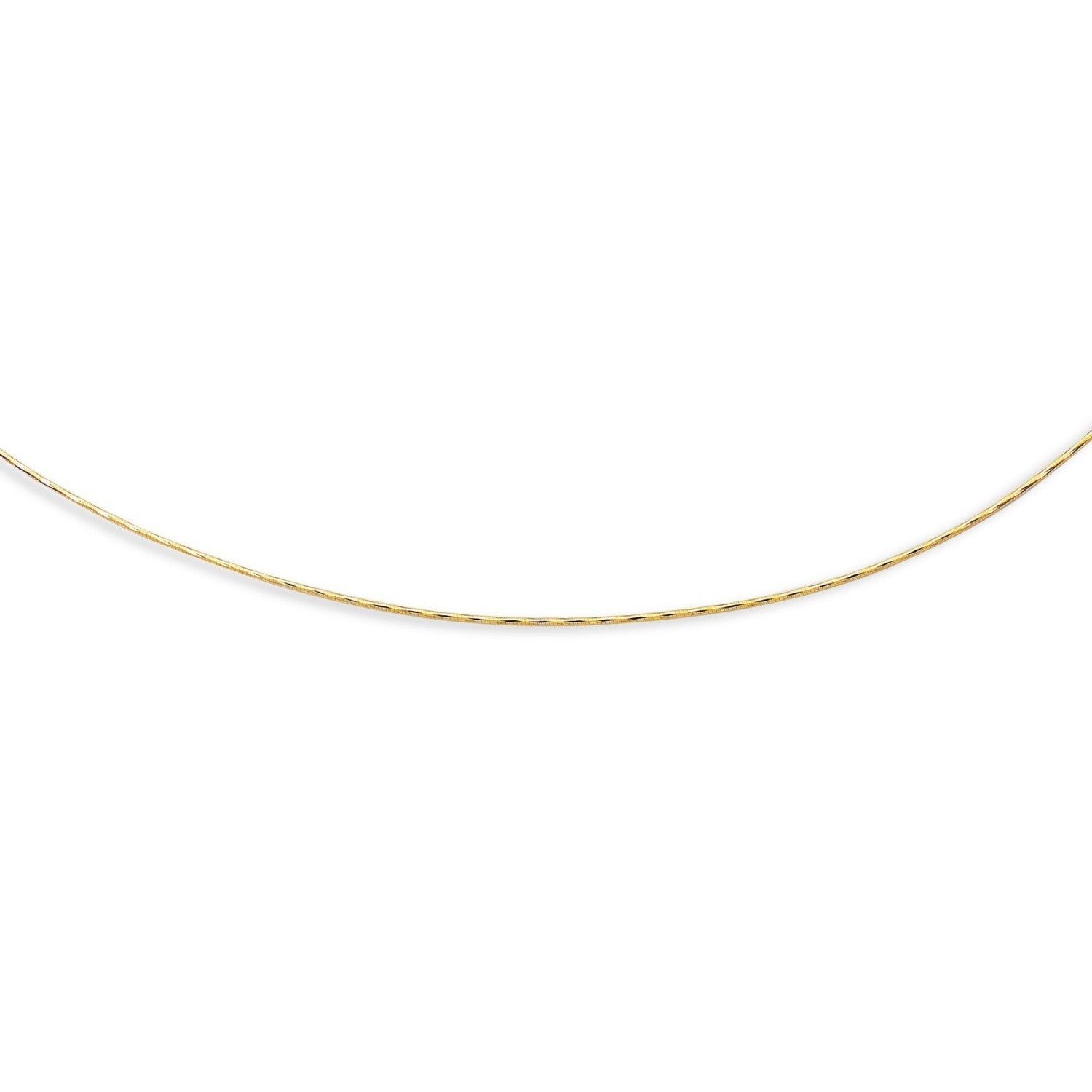 14k Yellow Gold Round Omega Necklace with Diamond Cuts (1.5 mm)