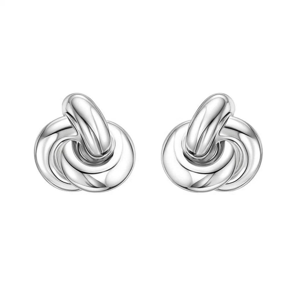 Sterling Silver Puffed Love Knot Stud Earrings