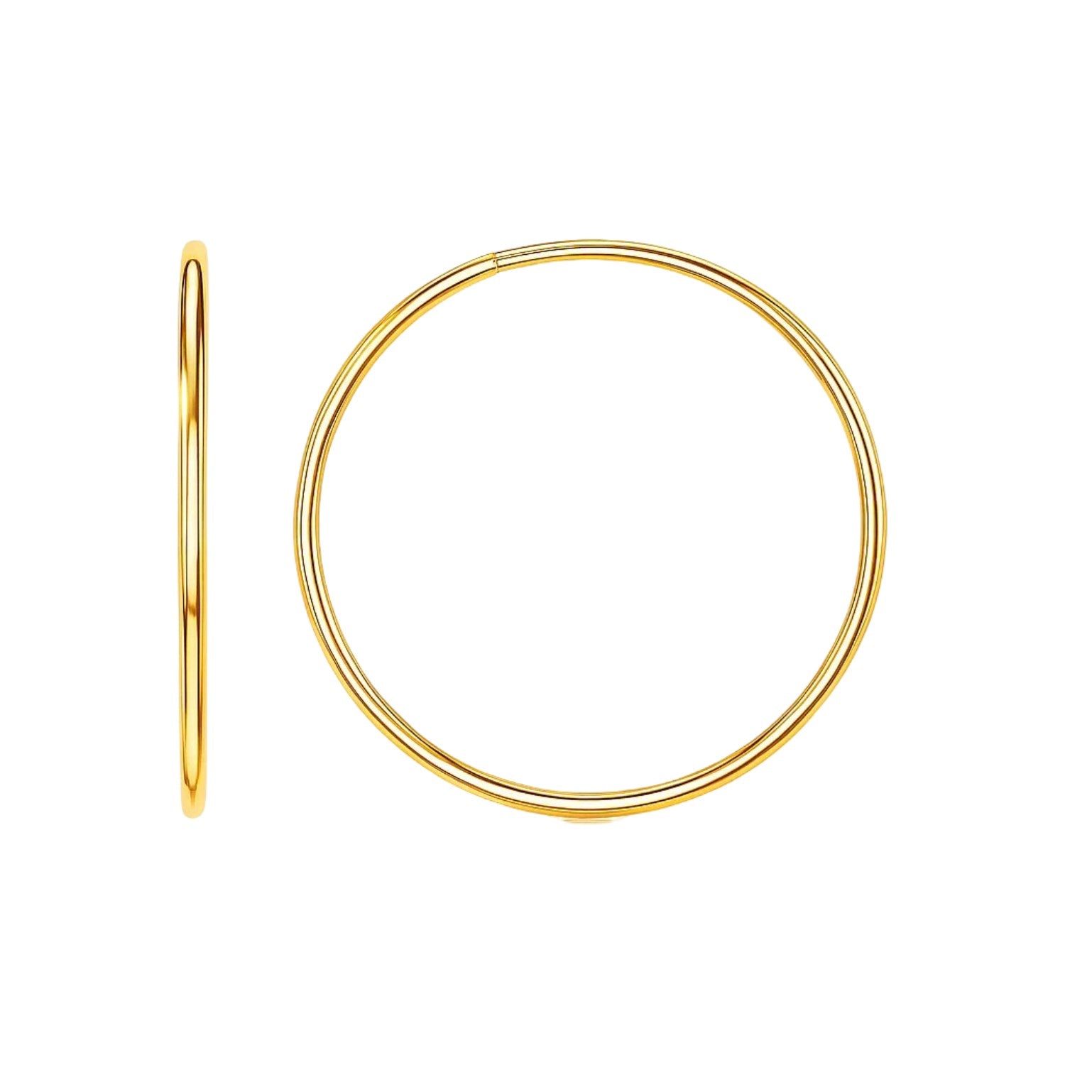 Endless Hoop Style Earrings in 14K Yellow Gold(1.2x30mm)