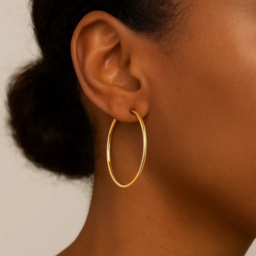 Endless Hoop Style Earrings in 14K Yellow Gold(1.2x30mm)