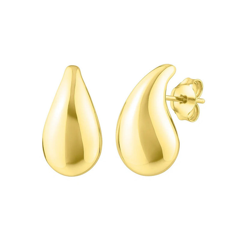 Small Raindrop Stud Earrings in 14K Yellow Gold
