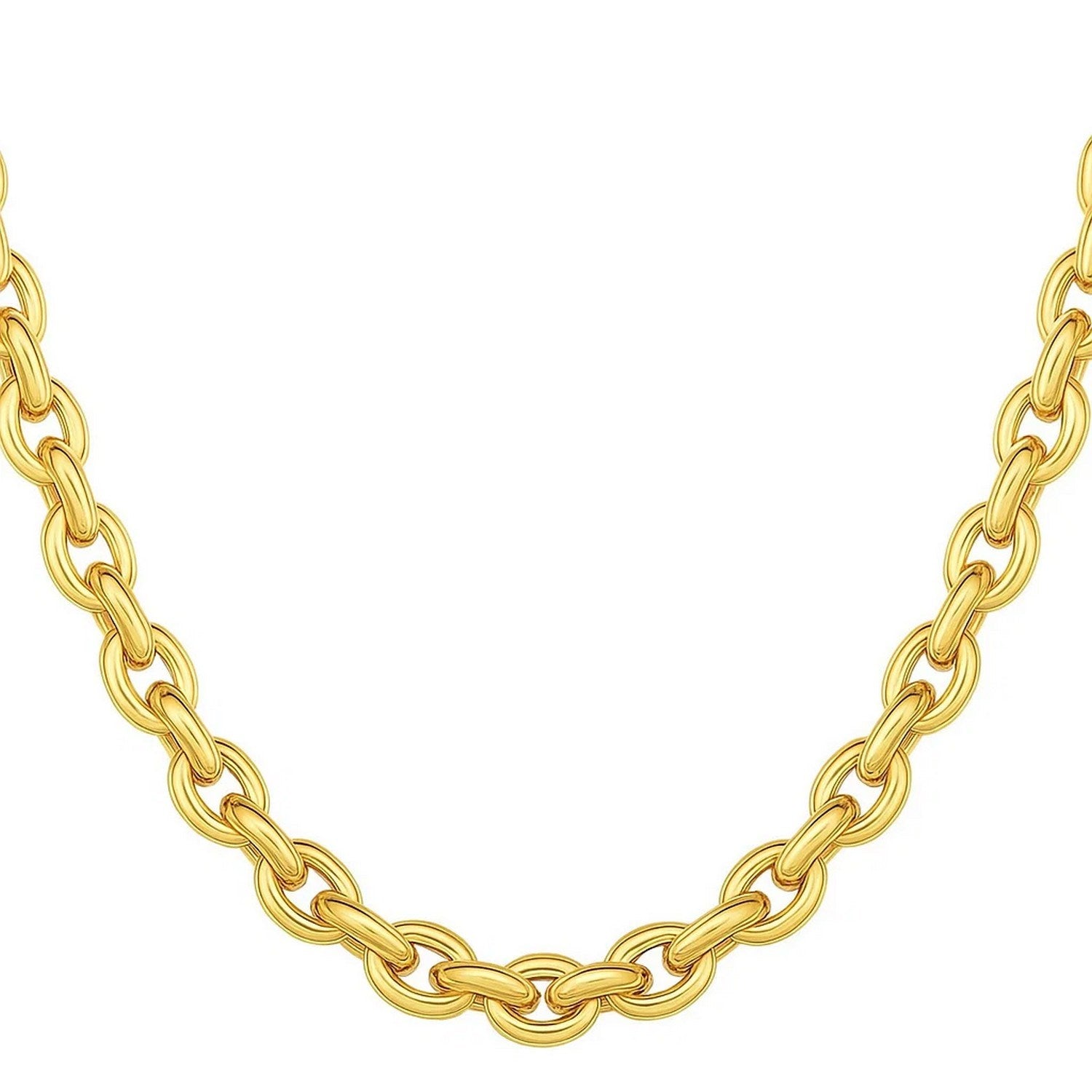 14k Yellow Gold Polished Oval Link Necklace