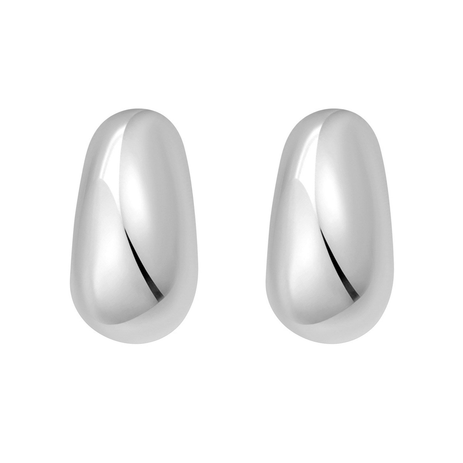 Sterling Silver Twisted Puff C Hoop Earrings