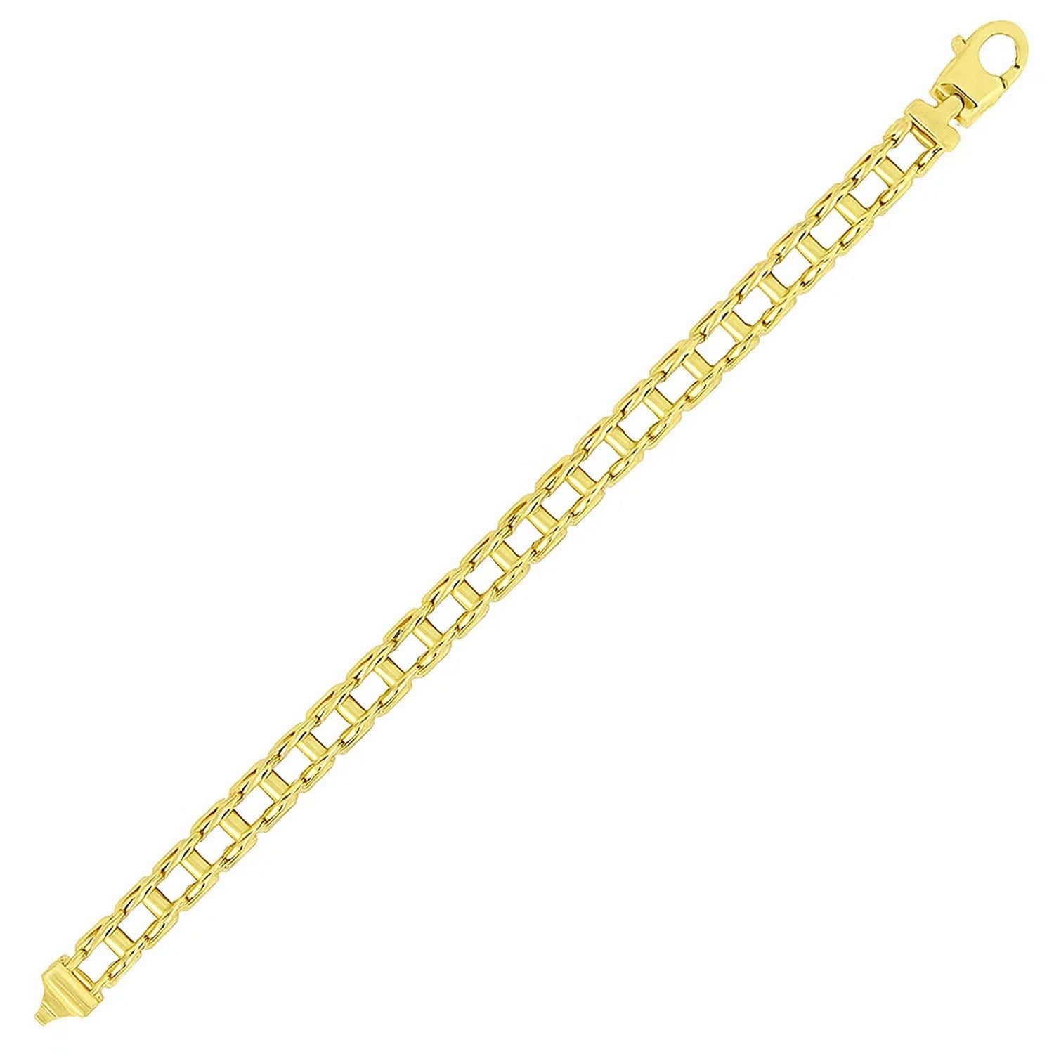 14k Yellow Gold Mens Bracelet with Rail Motif Links (5.00 mm)