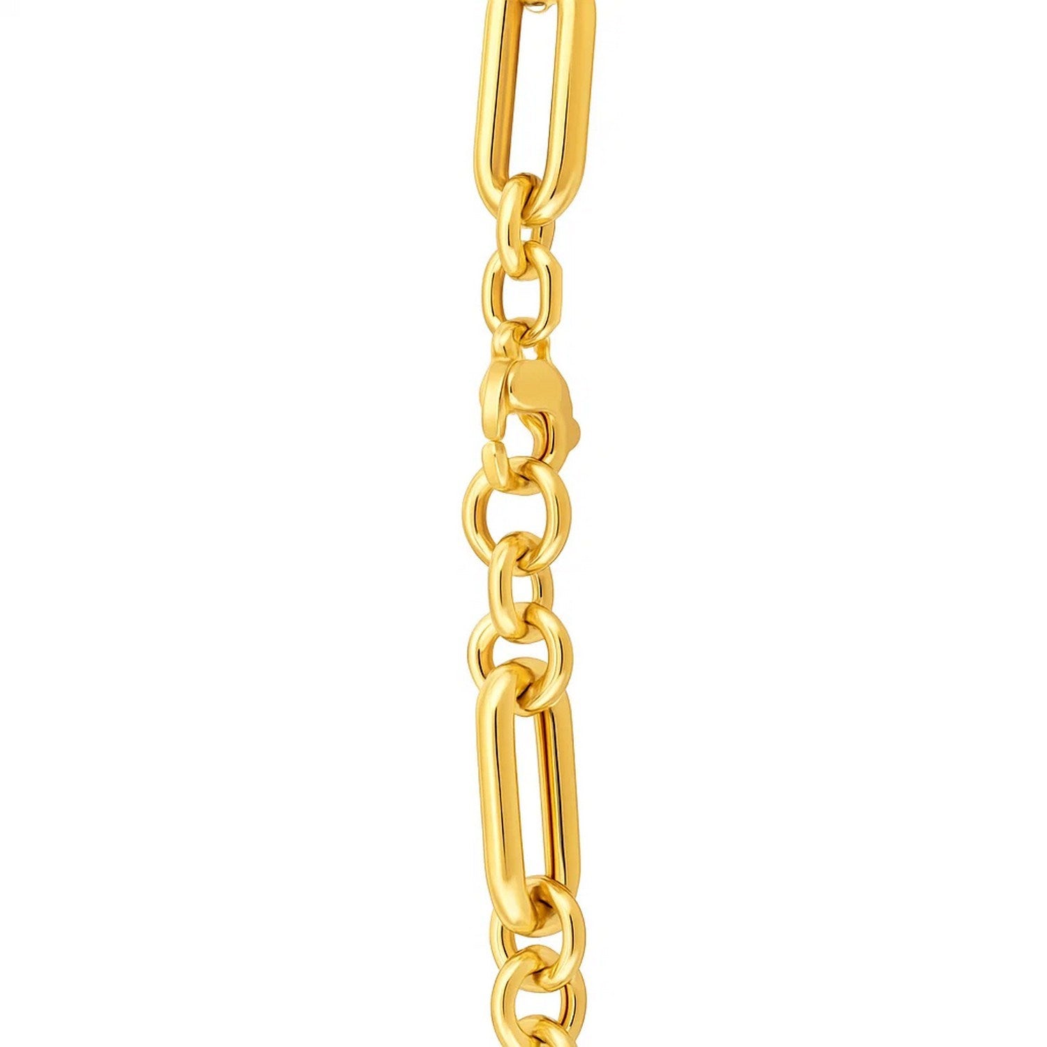 14k Yellow Gold Italian Alternating Paperclip Round Links Chain Necklace