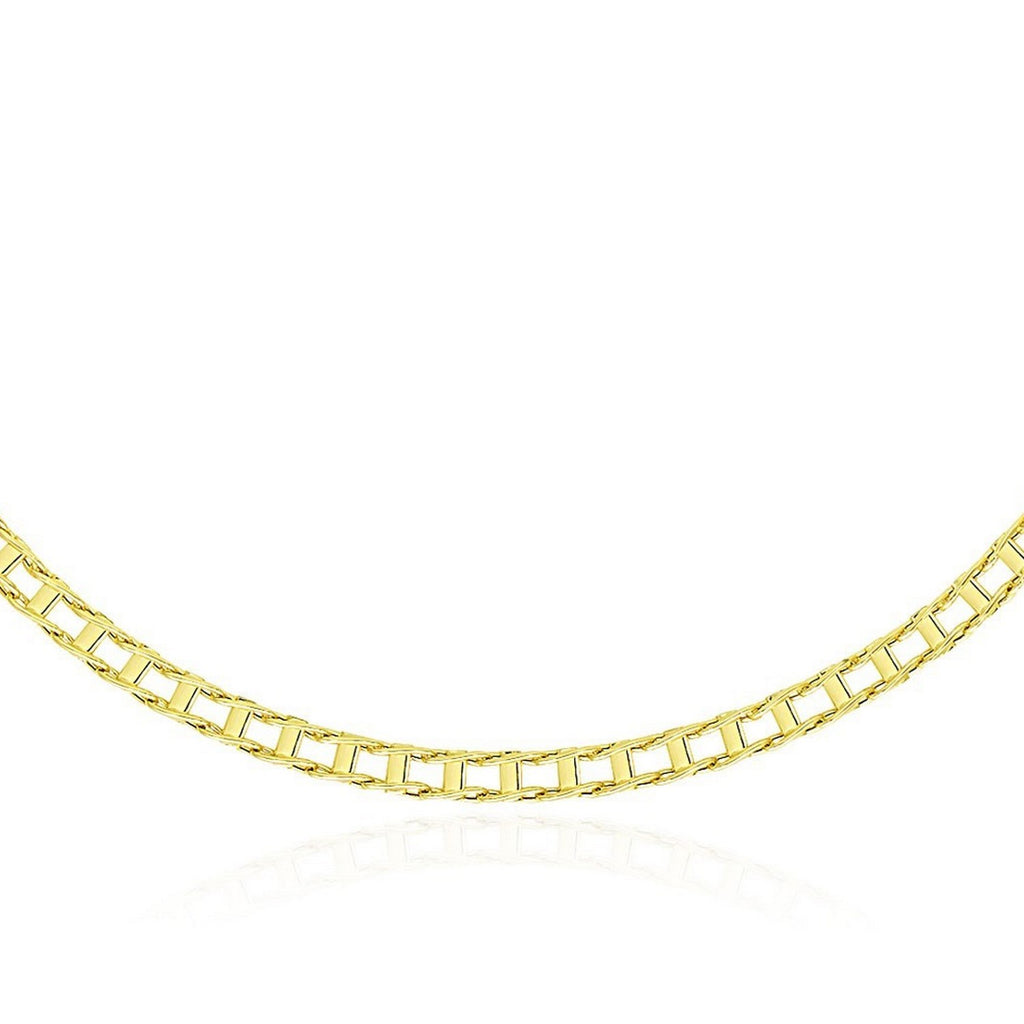 14k Yellow Gold Mens Necklace with Track Design Links (5.00 mm)
