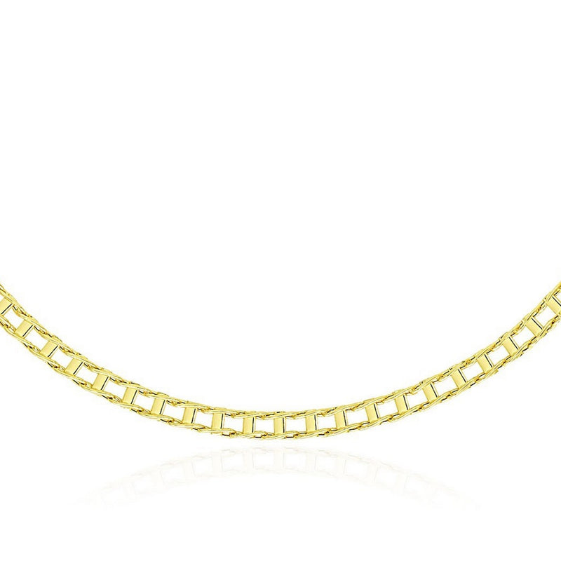 14k Yellow Gold Mens Necklace with Track Design Links (5.00 mm)