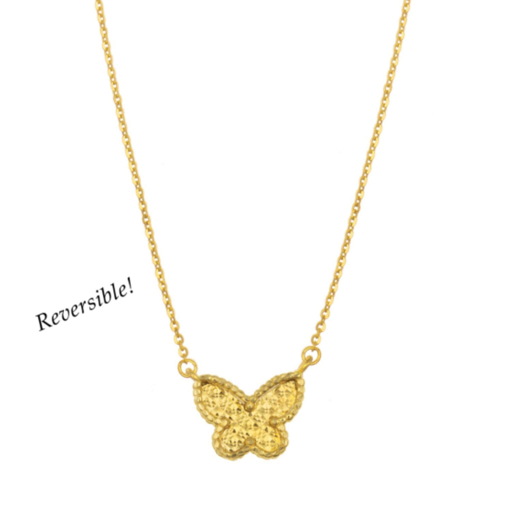 14K Yellow Gold Primavera Turquoise Butterfly Necklace