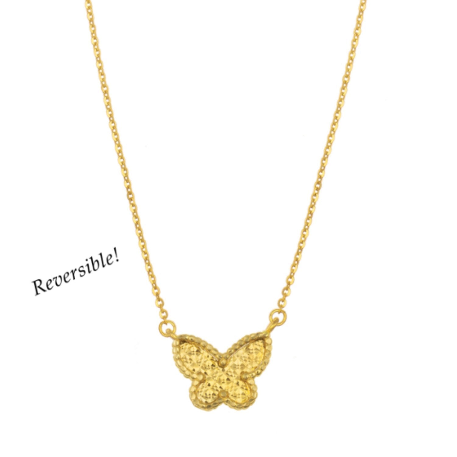 14K Yellow Gold Primavera Turquoise Butterfly Necklace