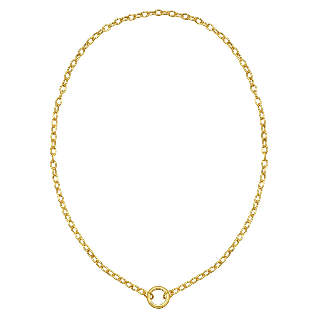 14K Yellow Gold Push Lock Charm Necklace (4.20 mm)