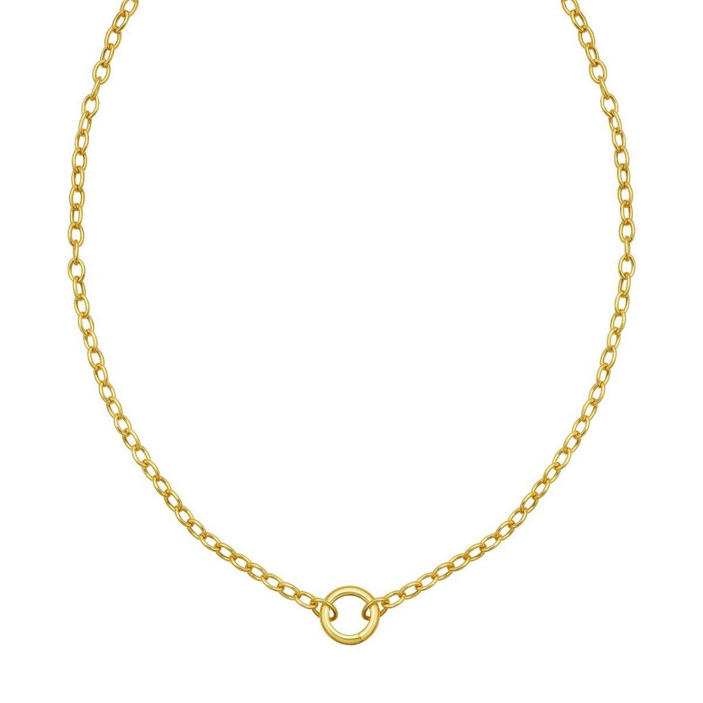 14K Yellow Gold Push Lock Charm Necklace (4.20 mm)