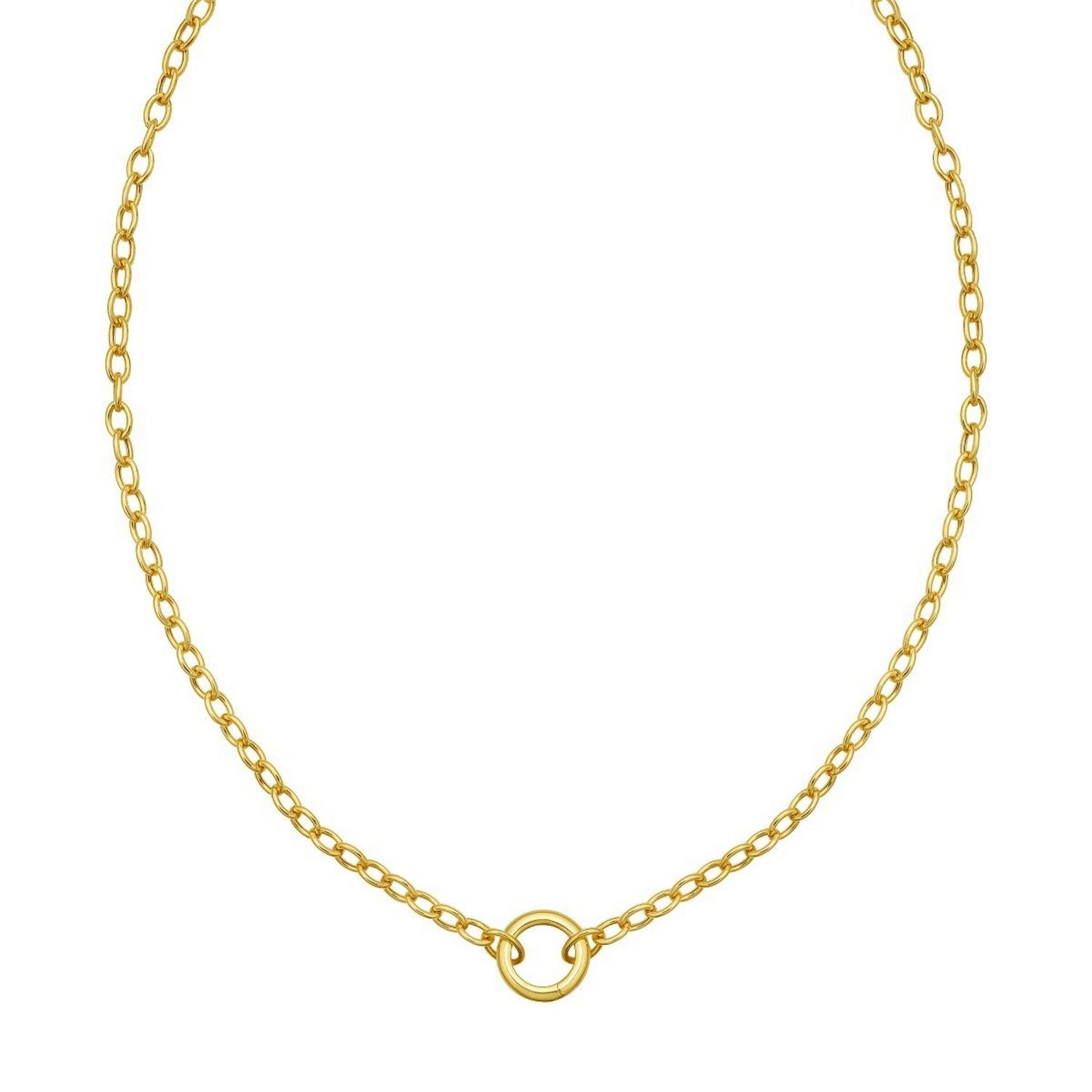 14K Yellow Gold Push Lock Charm Necklace (4.20 mm)