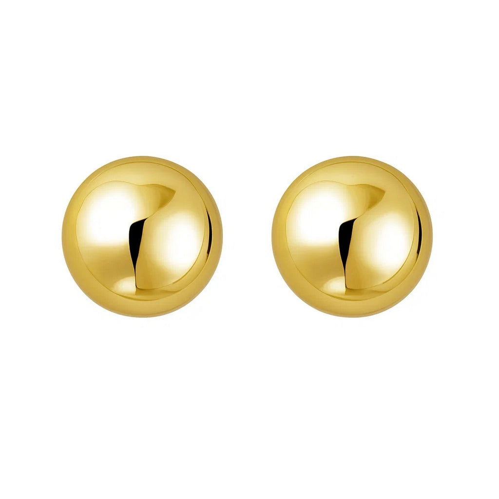 Sterling Silver Yellow Gold Plated Puffed Button Omega Earrings