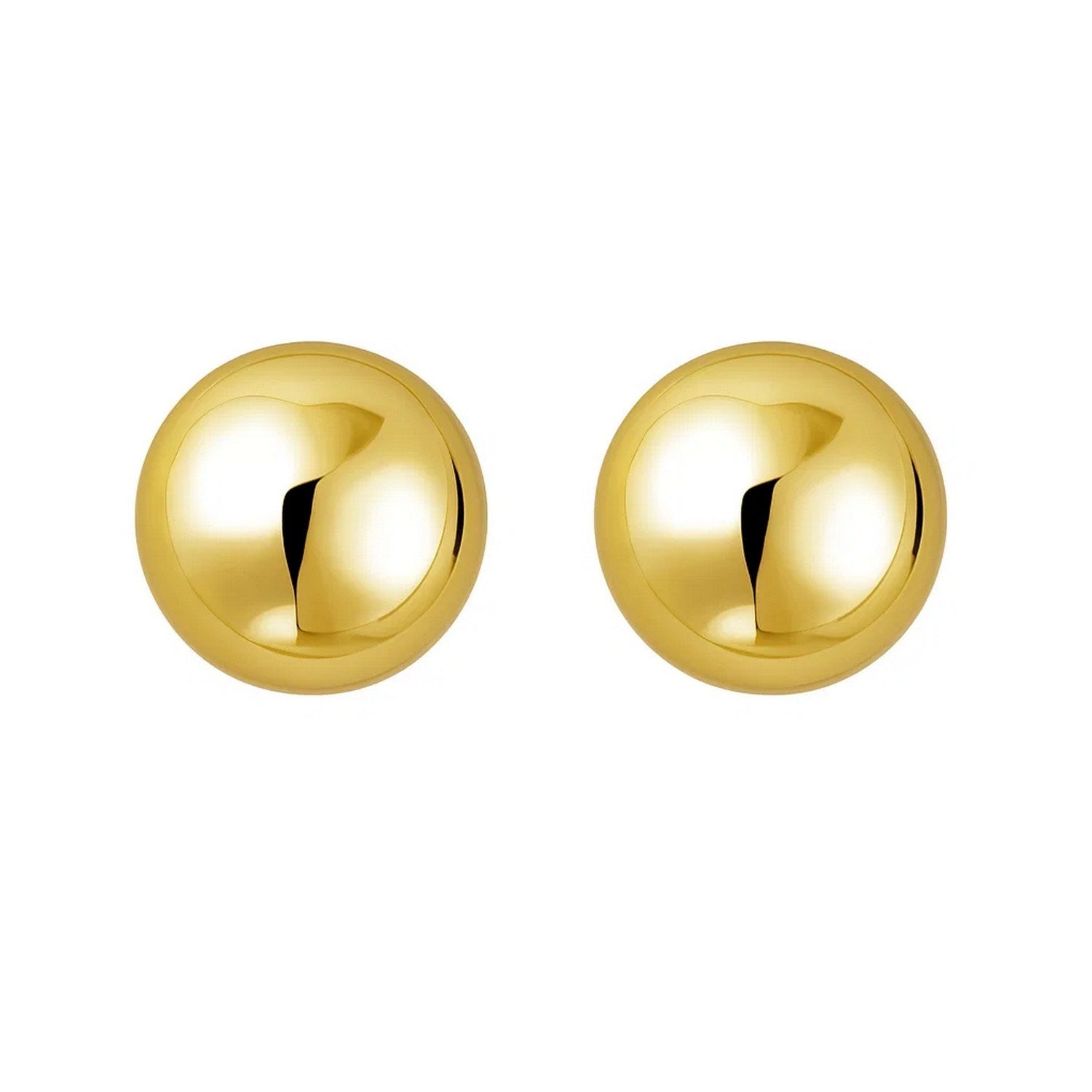 Sterling Silver Yellow Gold Plated Puffed Button Omega Earrings