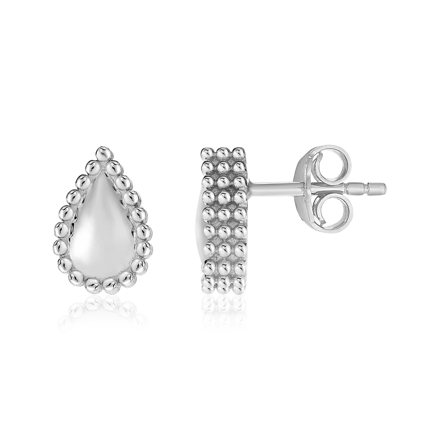 Sterling Silver Beaded Teardrop Earrings