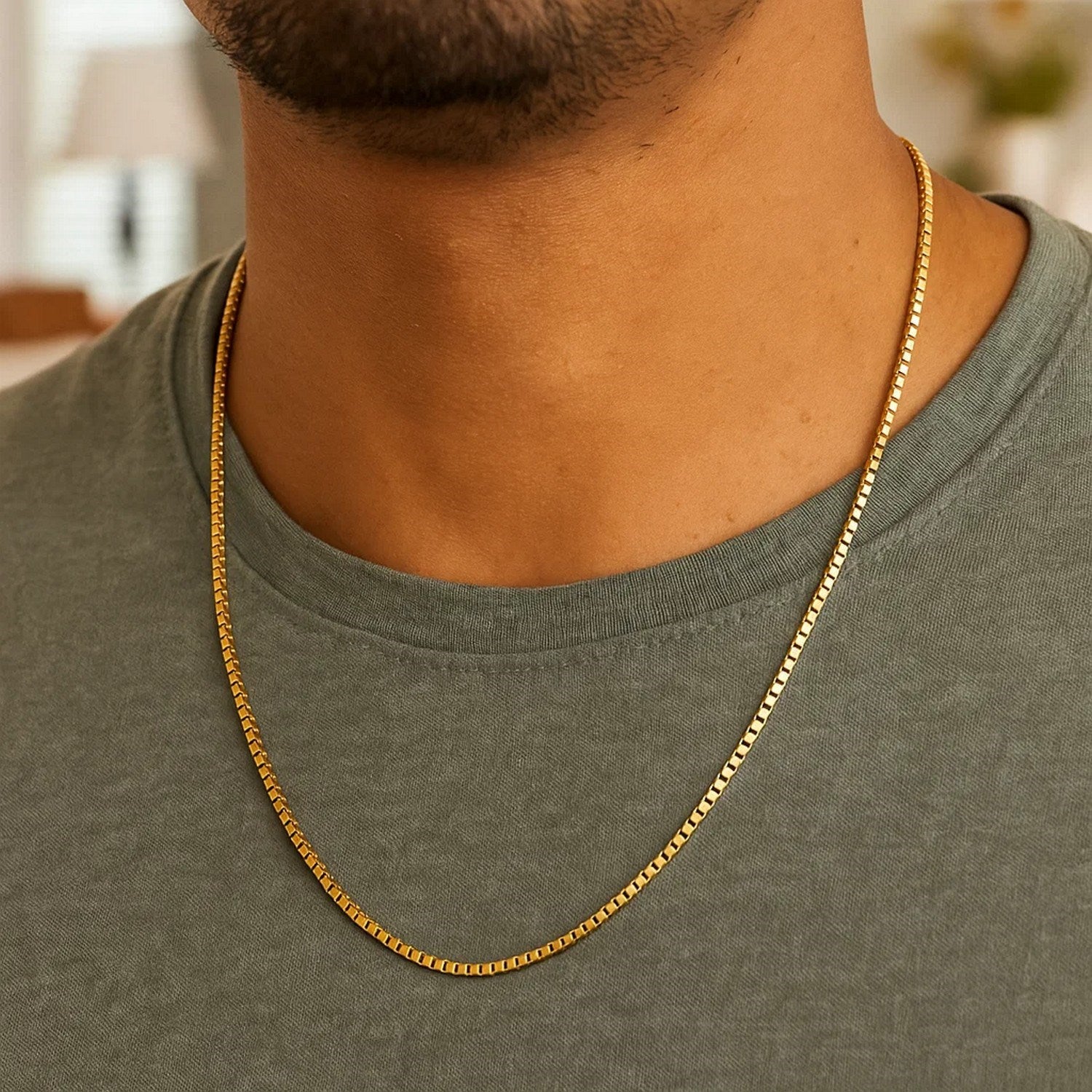 14k Yellow Gold Semi Solid Box Chain (2.10 mm)