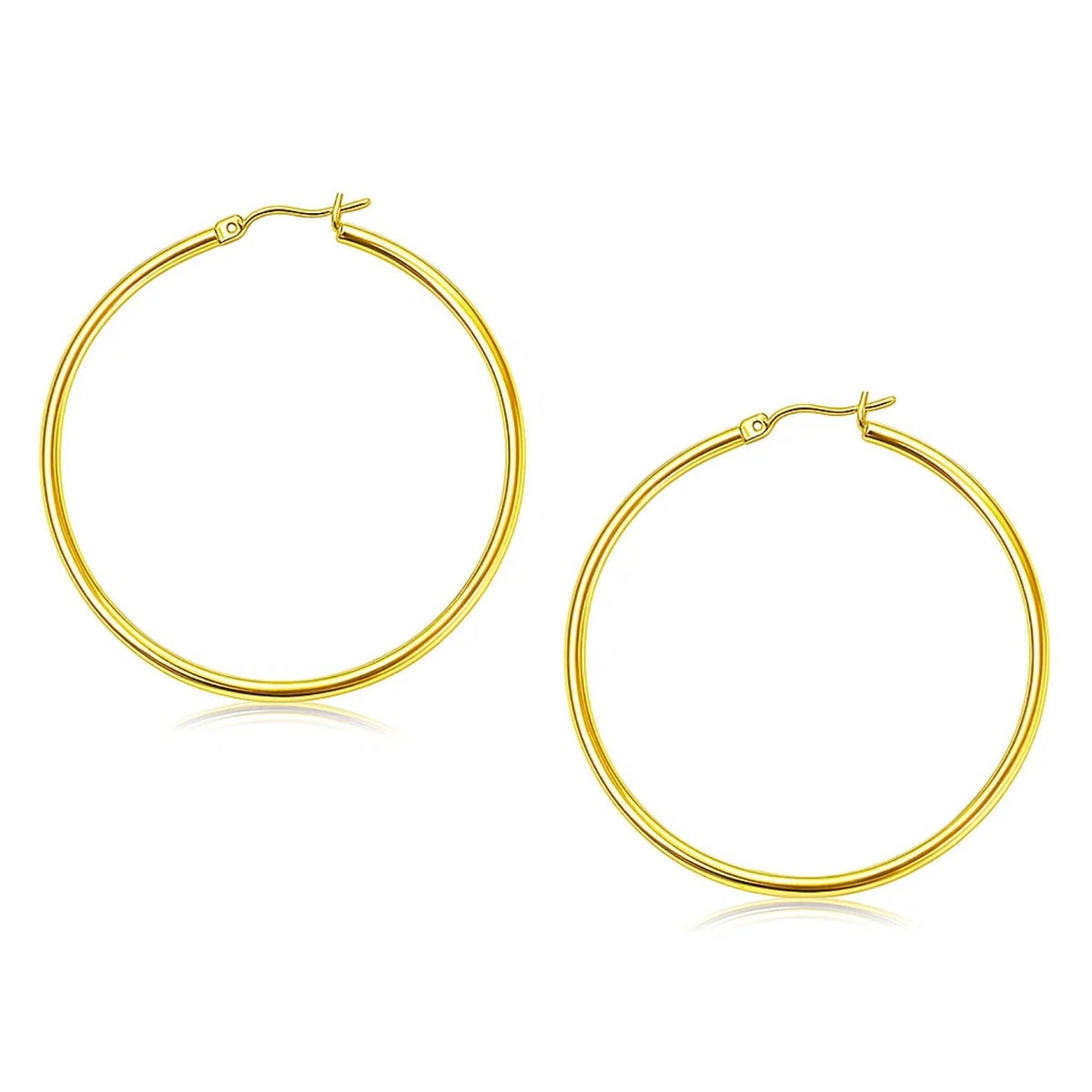 10k Yellow Gold Polished Hoop Earrings (2x45mm)