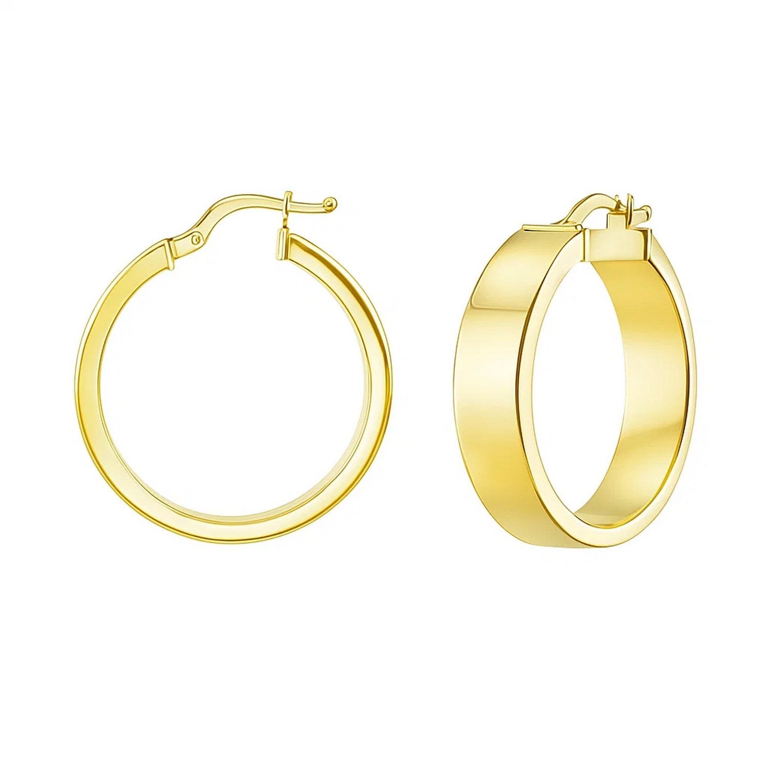 Medium Tube Shaped Hoop Earrings in 14K Yellow Gold