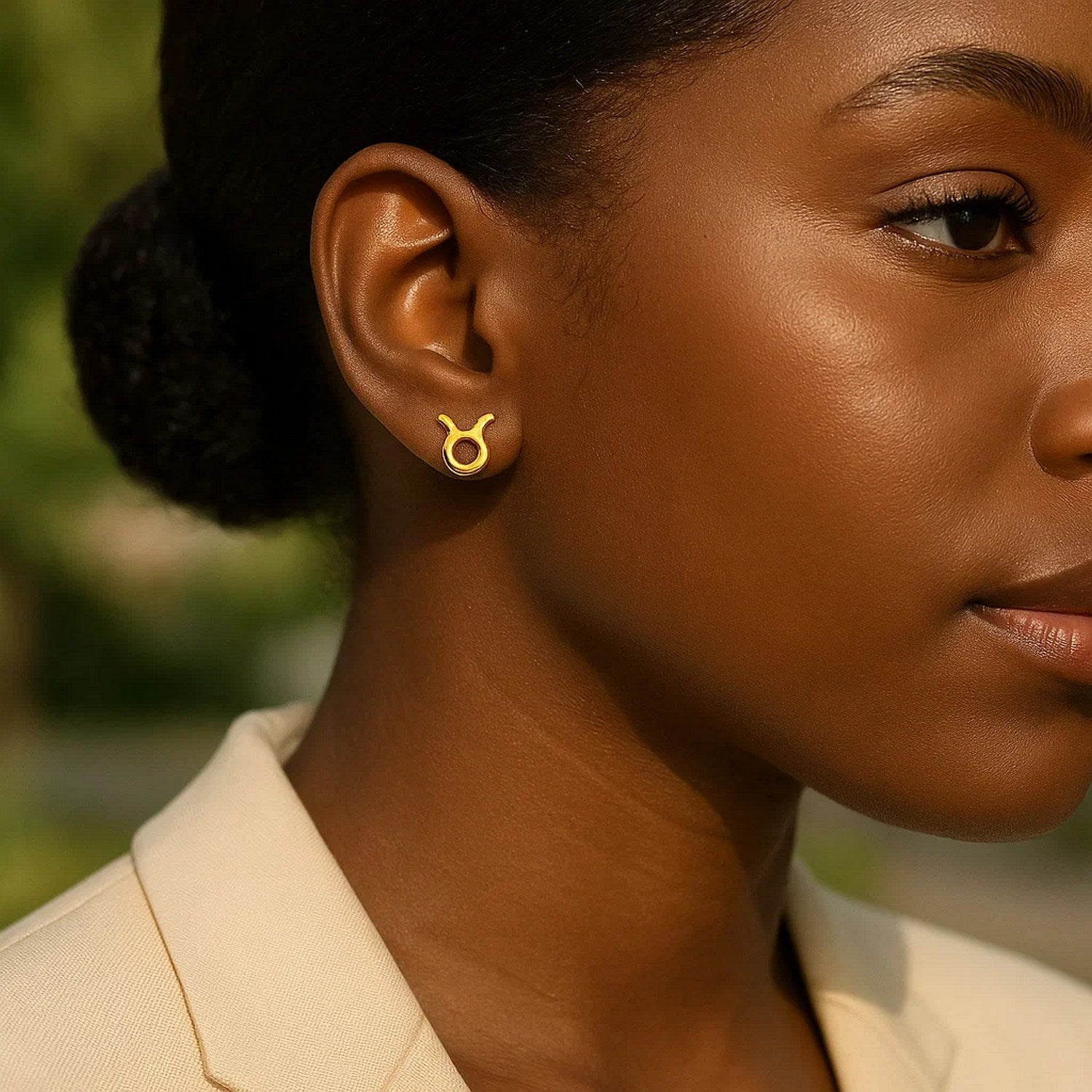 14K Yellow Gold Taurus Stud Earrings