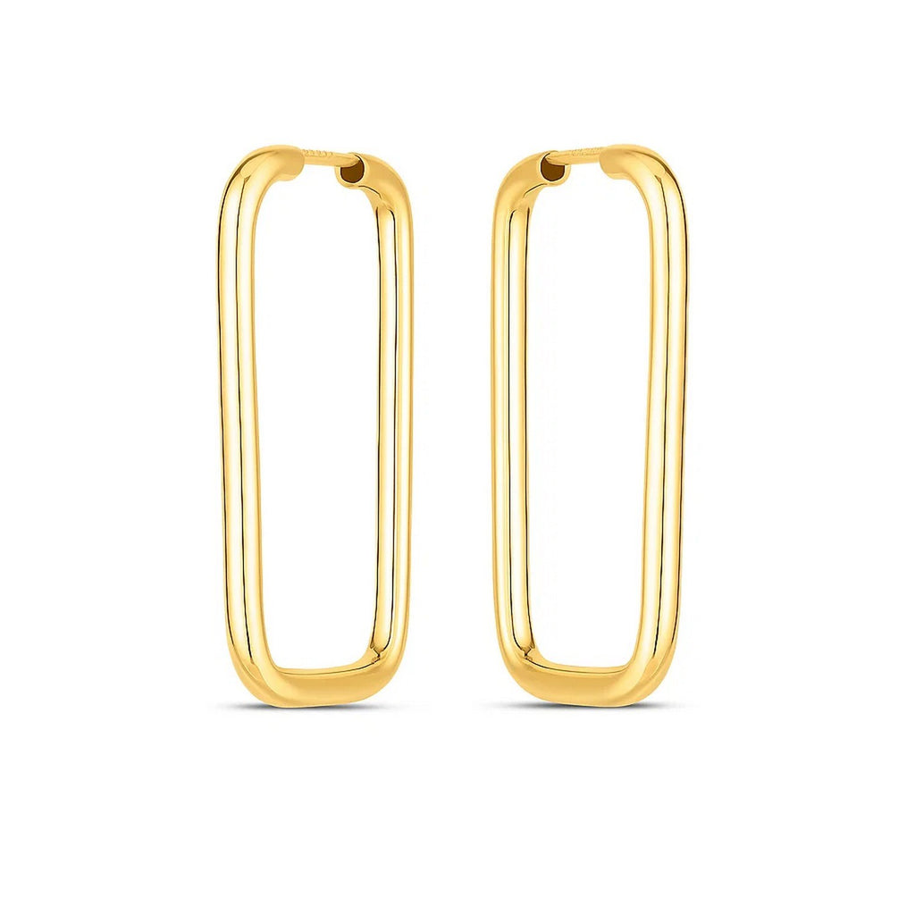 14k Yellow Gold Endless Rectangle Hoops