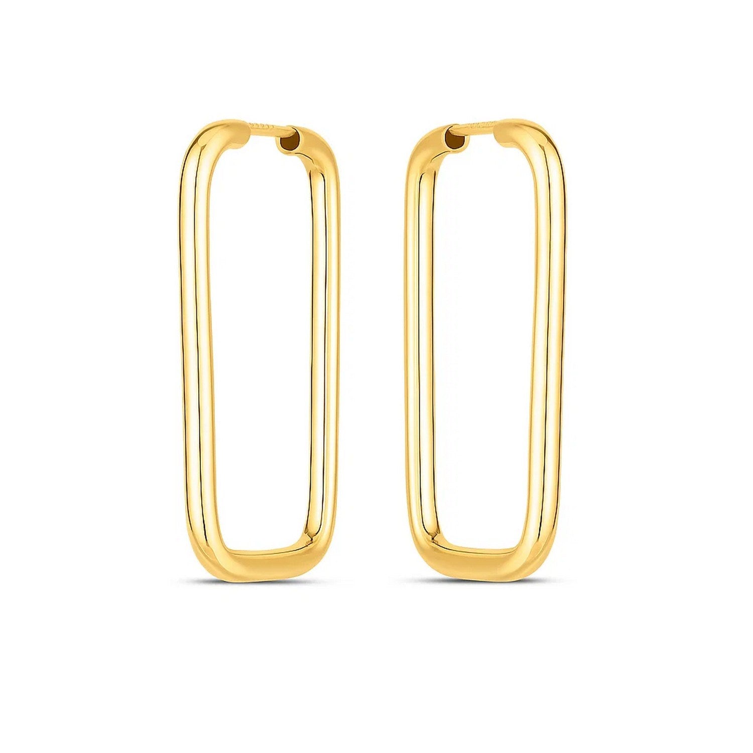 14k Yellow Gold Endless Rectangle Hoops