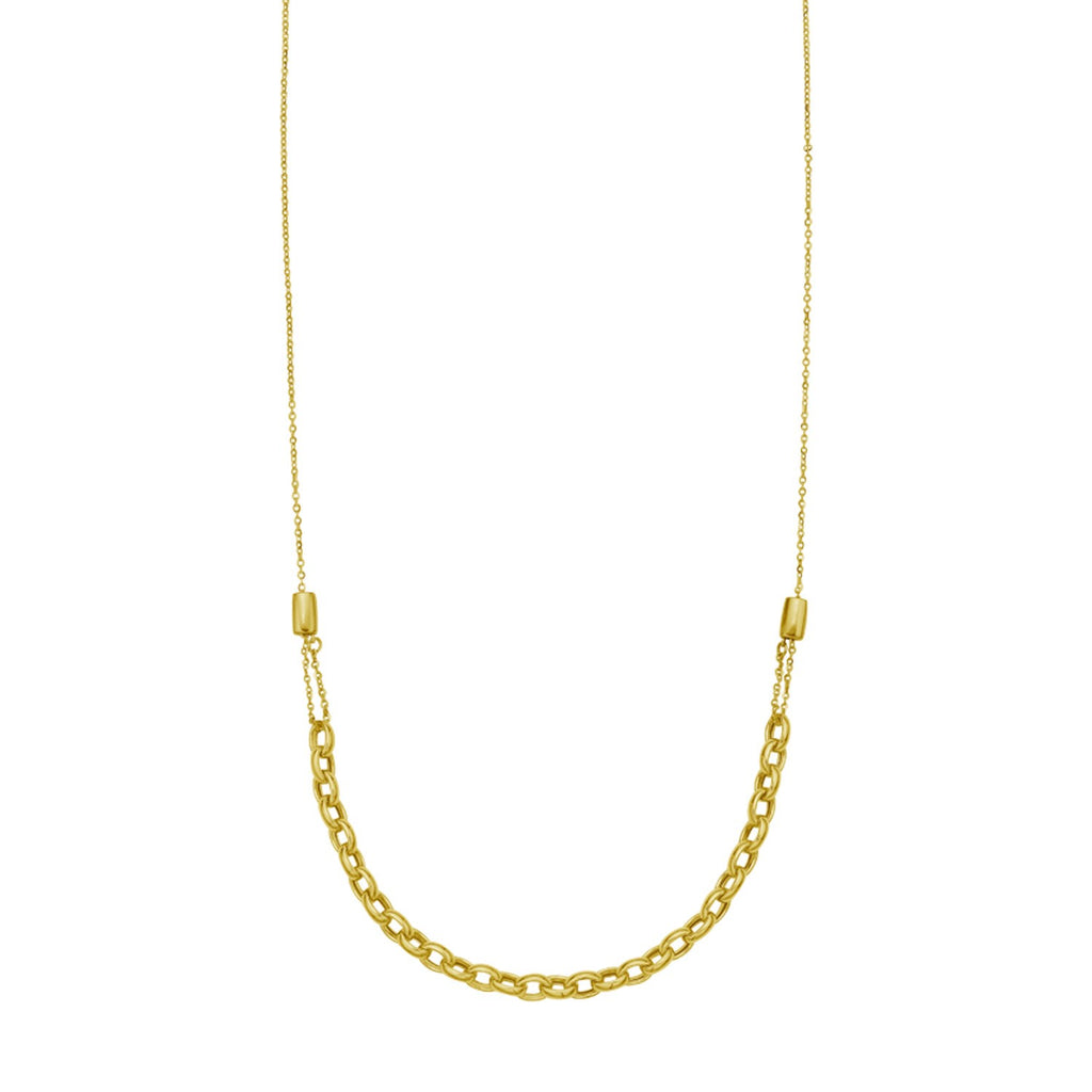 14K Yellow Gold Adjustable Rolo Link Necklace