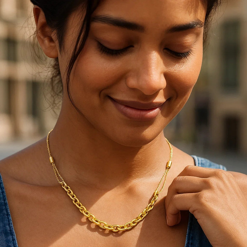 14K Yellow Gold Adjustable Rolo Link Necklace