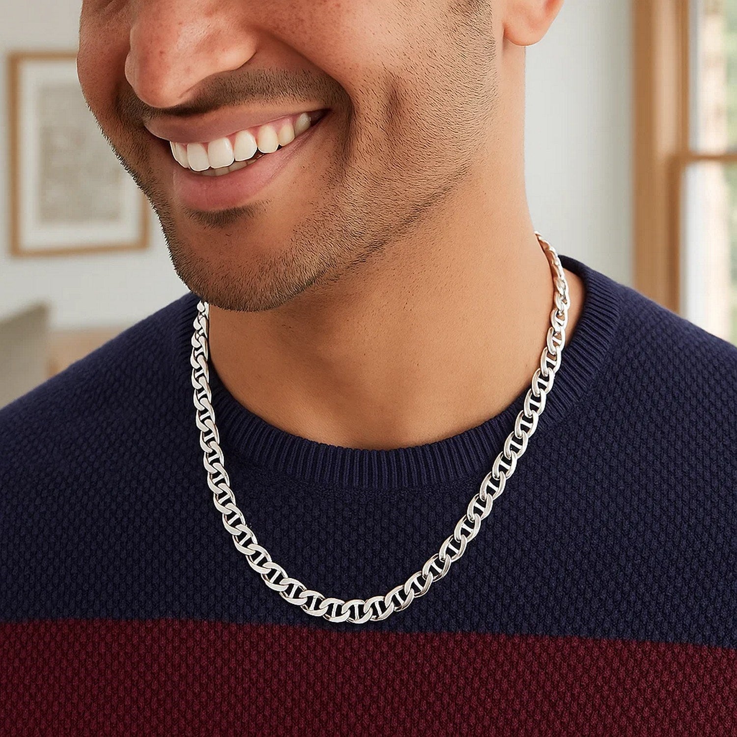 Sterling Silver Rhodium Plated Mariner Chain (5.60 mm)