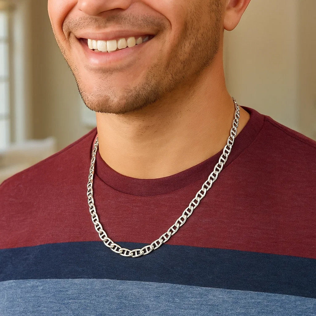 Sterling Silver Rhodium Plated Mariner Chain (5.60 mm)