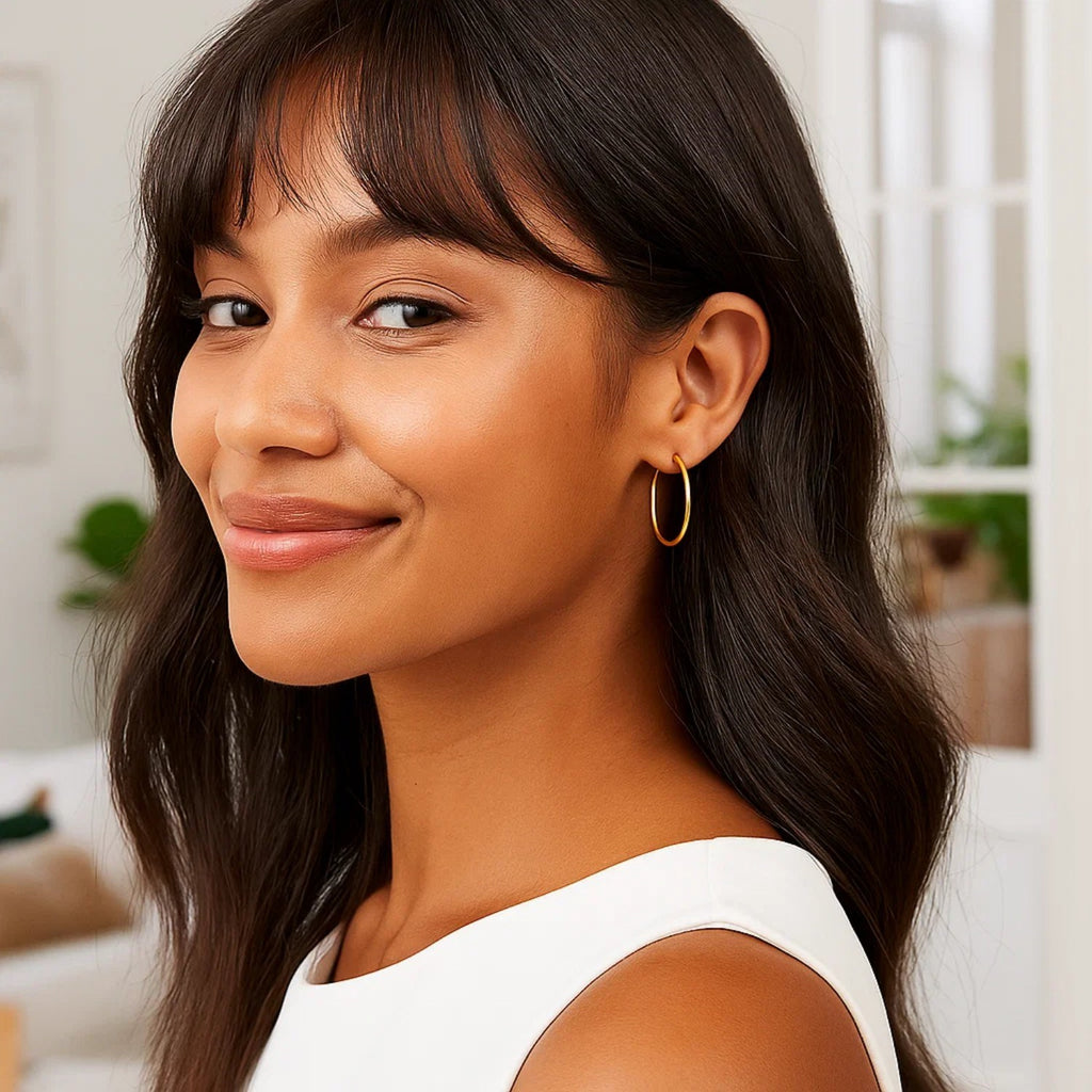 10k Yellow Gold Polished Hoop Earrings (1.5x25mm)